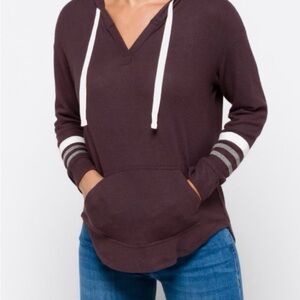 Market & Spruce Women's Hoodie - Deep Purple with White and Gray Accents